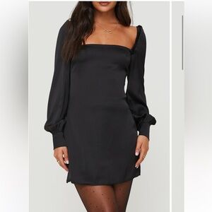 Princess‎ Polly Cottee Long Sleeve Satin Minidress Black size 2 NWT